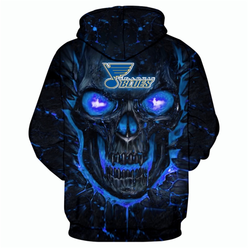 St. Louis Blues Halloween Style #1 Hoodie - 3D Skulls Pullover All Over Print