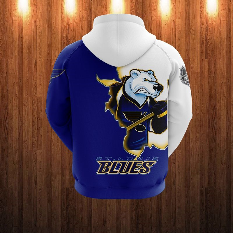 St. Louis Blues Hoodie 3D Cartoon Graphic Zip Hoodie Zipper For Fans With Custom All Over Print Hoodie