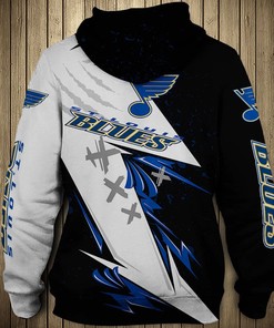St. Louis Blues Hoodie 3D Thunder Design Pullover Nhl With All Over Print Hoodie Printful