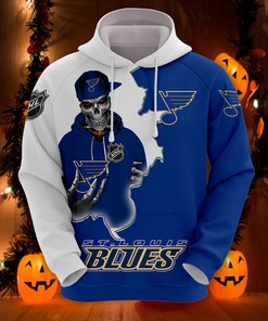 St Louis Blues Skull All Over Print Hoodie - 3D Gifts For Fans