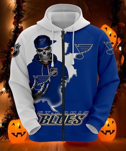 St Louis Blues Skull All Over Print Hoodie - 3D Gifts For Fans