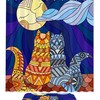 Stained Glass Cats Couple Moon Shower Curtain for an Ethereal and Dreamy Bathroom