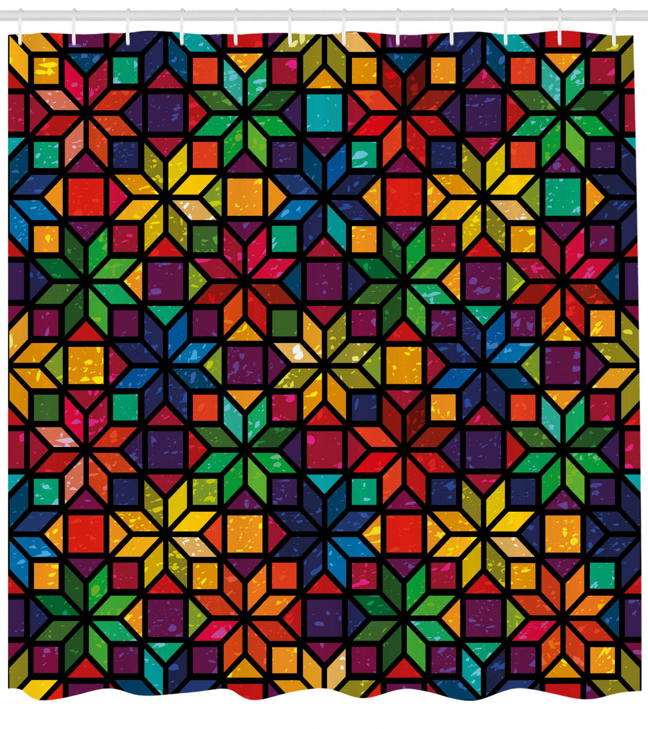 Stained Glass Church Window Geometric Pattern Shower Curtain For Bathroom Decor