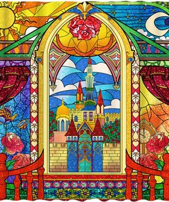 Stained Glass Windows Princess Palace Shower Curtain By Allenjoy - Colorful And Clerestory Art Decoration