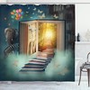 Stairs to Magic Book Land Forest with Balloon Zebra Elephant Shower Curtain for a Whimsical Bathroom Decor
