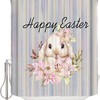 Stall Bunny Floral Rustic Rural Stripes Shower Curtain - LB Happy Easter Bathtub Curtainses