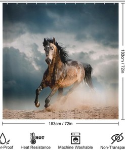 Stallion in Dust Shower Curtain - Majestic Horse-Themed Bathroom Decor