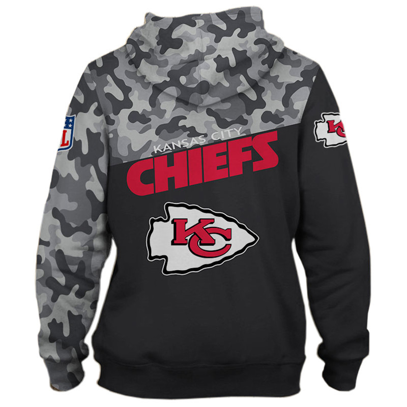 Stand Out This Season With The Kansas City Chiefs Military Hoodie 3D Zip Hoodie With Long Sleeve Design
