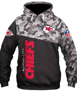 Stand Out This Season With The Kansas City Chiefs Military Hoodie 3D Zip Hoodie With Long Sleeve Design