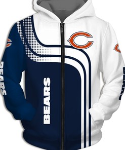 Stand Out With This Chicago Bears All Over Print 3D One Way Zip Hoodie - Perfect Gifts For Fans