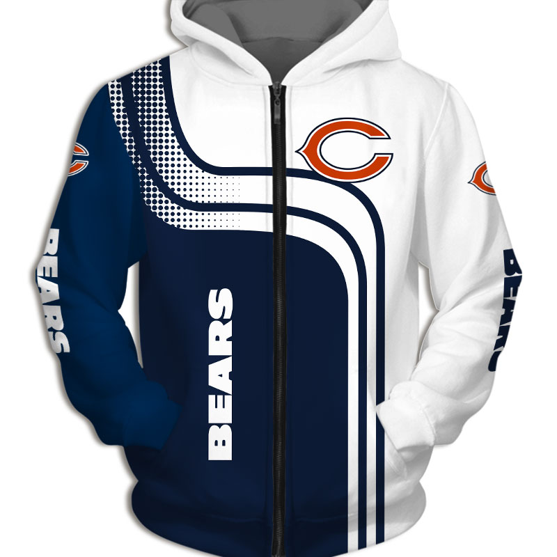Stand Out With This Chicago Bears All Over Print 3D One Way Zip Hoodie - Perfect Gifts For Fans