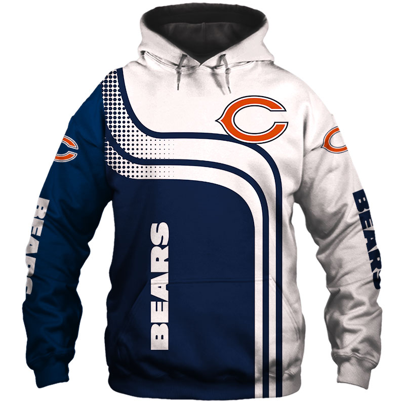 Stand Out With This Chicago Bears All Over Print 3D One Way Zip Hoodie - Perfect Gifts For Fans