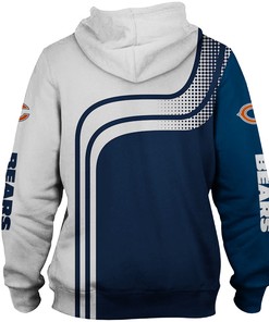 Stand Out With This Chicago Bears All Over Print 3D One Way Zip Hoodie - Perfect Gifts For Fans