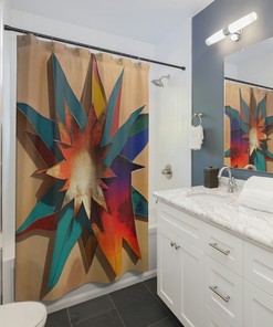 Star Flower Psychedelic Shower Curtain for a Dreamy and Bohemian Bathroom Decor