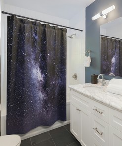 Star Gazer Illustration Shower Curtain for a Night Sky Inspired Bathroom Theme
