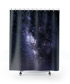 Star Gazer Illustration Shower Curtain for a Night Sky Inspired Bathroom Theme