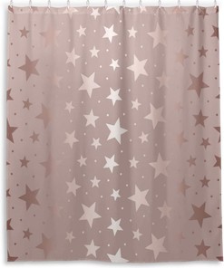 Star Glitter Texture Print Waterproof Fabric Shower Curtain for Bathroom Decor