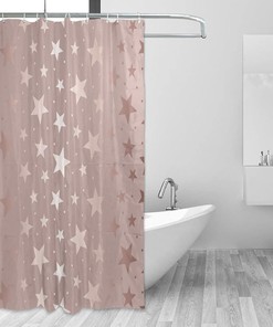 Star Glitter Texture Print Waterproof Fabric Shower Curtain for Bathroom Decor