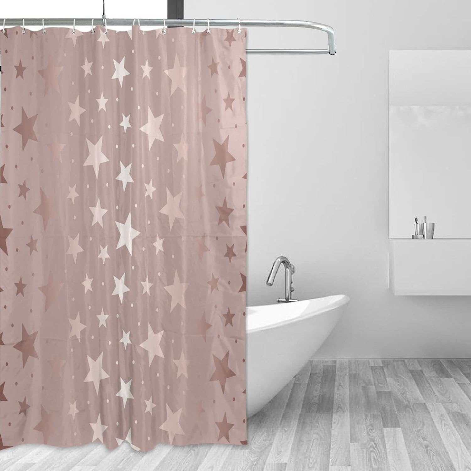 Star Glitter Texture Print Waterproof Fabric Shower Curtain for Bathroom Decor