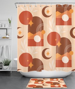 Star Moon Abstract Art Geometric Pattern Shower Curtain For Bathroom Accessories