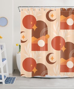 Star Moon Abstract Art Geometric Pattern Shower Curtain For Bathroom Accessories