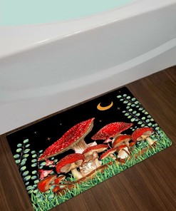 Star Moon Black Mushroom Eucalyptus Leaf Shower Curtain For Unique Bathroom Decor