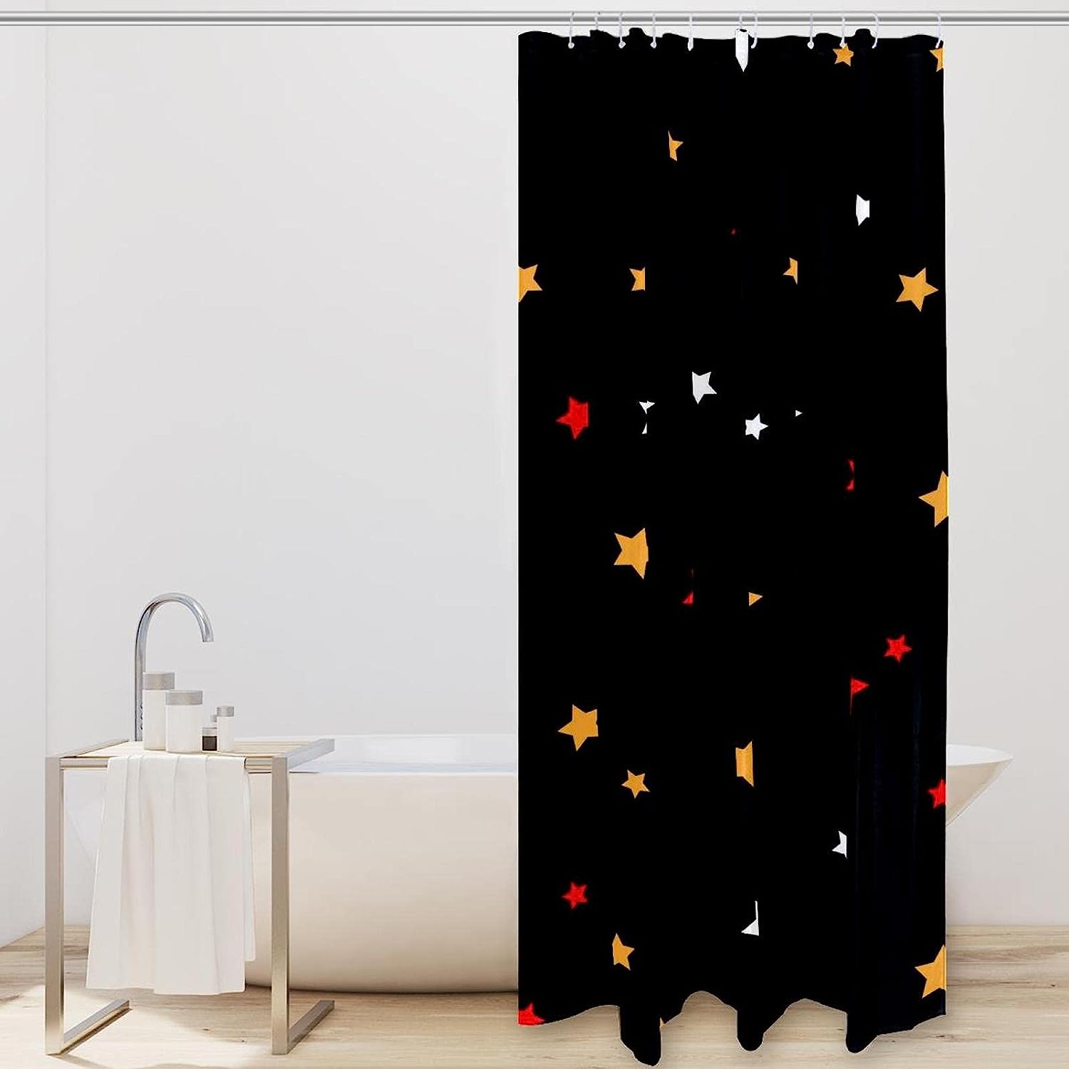 Star Pattern Shower Curtain for a Cosmic Bathroom Look