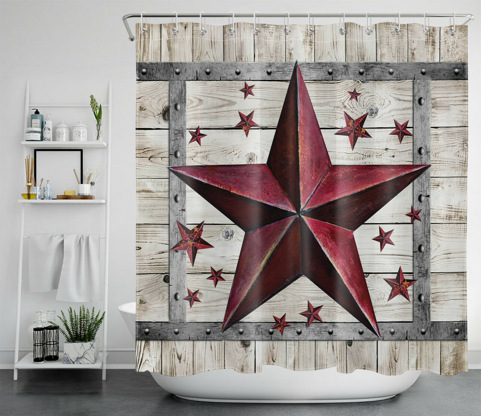 Star Print Shower Curtain For Celestial Bathroom Decor - Image 2