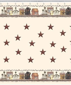 Star Shower Curtain In A Cottage Style Bathroom Decor