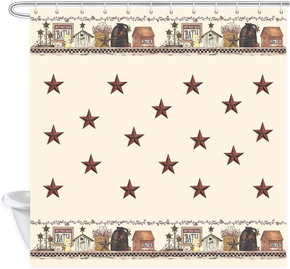 Star Shower Curtain In A Cottage Style Bathroom Decor
