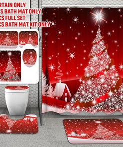 Star Shower Curtain With A Christmas Tree For An Anti-Slip And Festive Bathroom