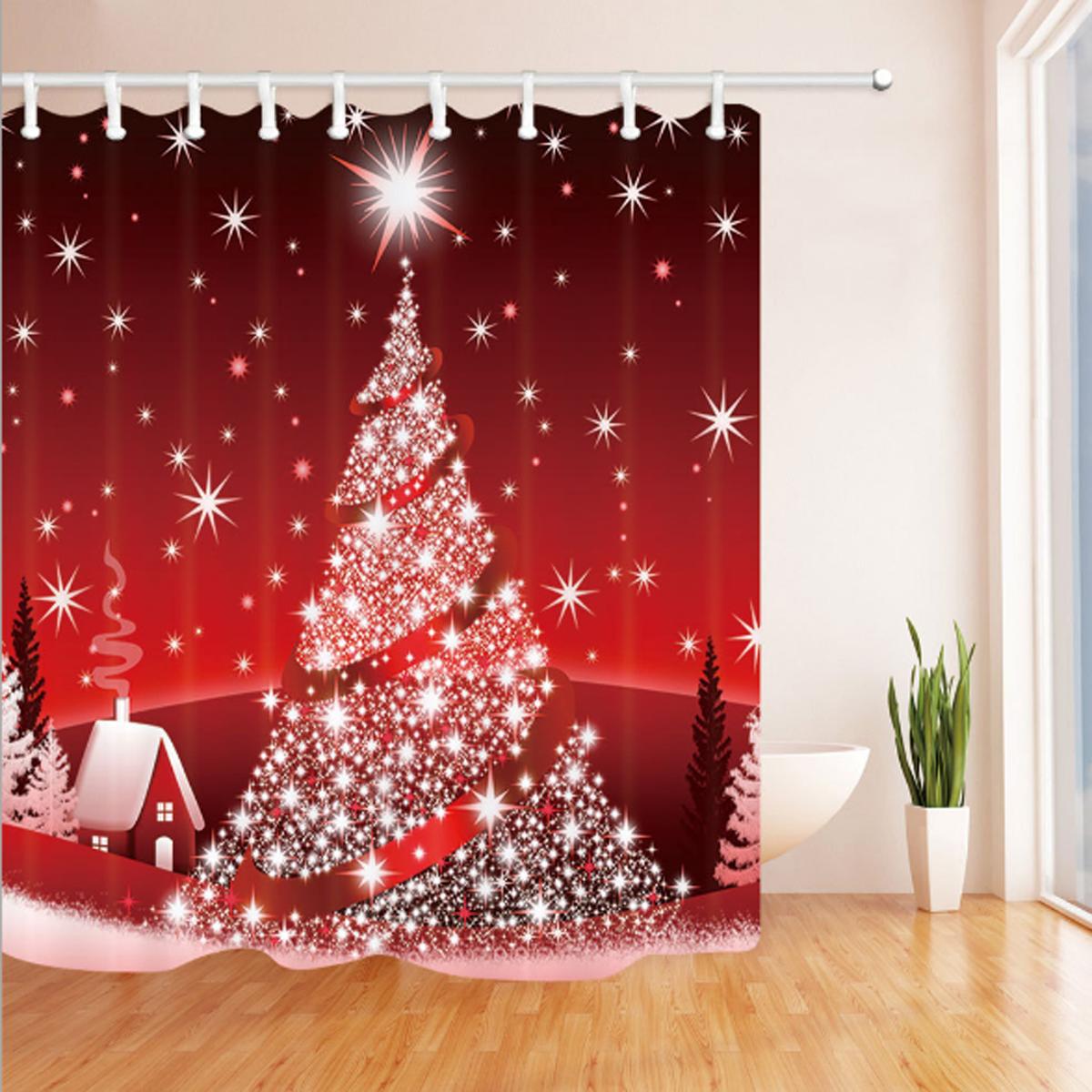 Star Shower Curtain With A Christmas Tree For An Anti-Slip And Festive Bathroom - Image 4