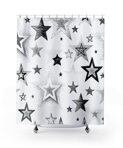 Star Shower Curtain With Metallic Detailing For A Glamorous Bathroom Decor, Elegant Bathroom Accessories