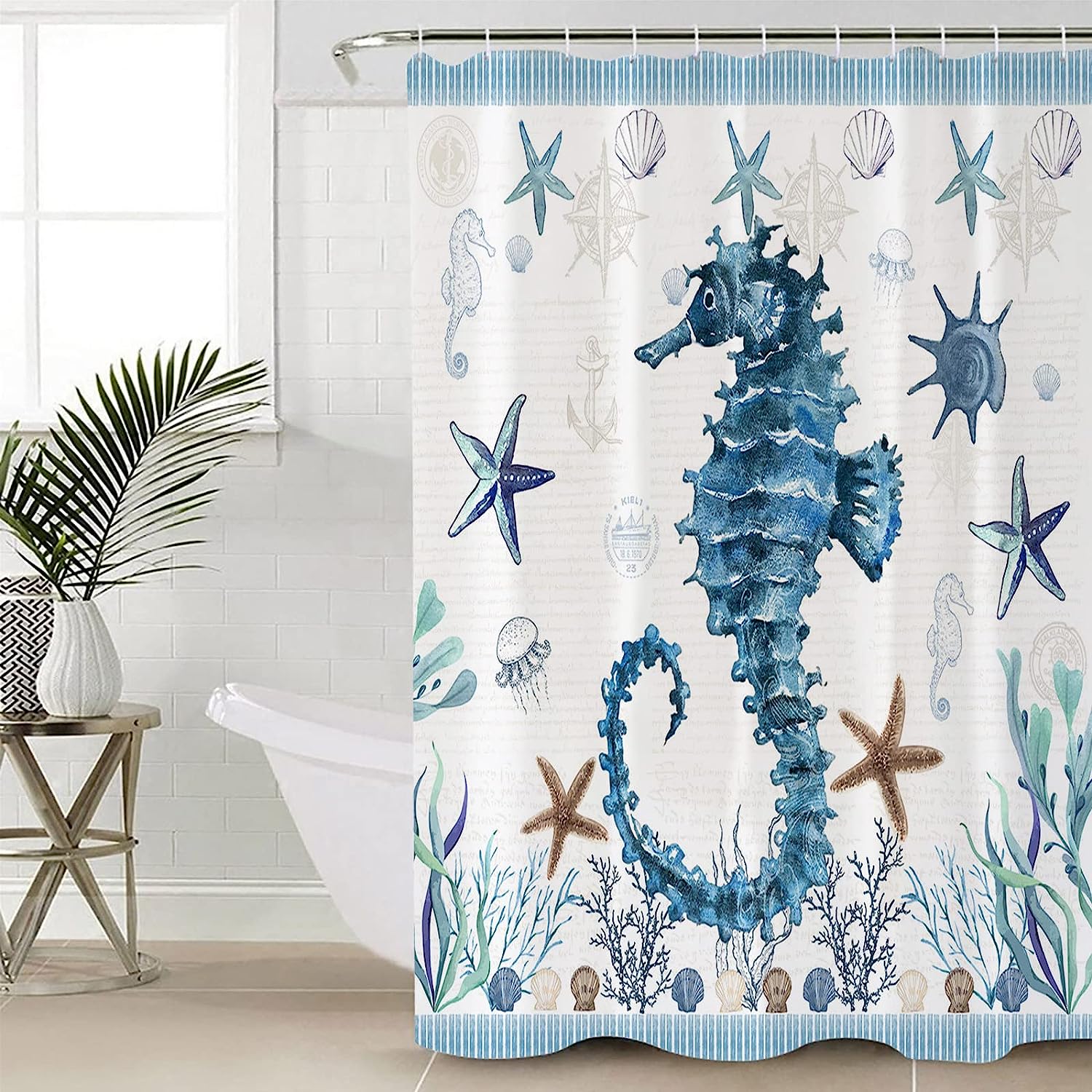 Starfish And Seahorse Ocean Shower Curtain For A Beachy Look - Image 4