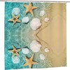 Starfish And Seashell Pattern Coastal Shower Curtain For Bathroom