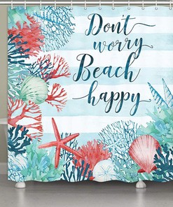 Starfish And Seashells Beach Themed Shower Curtain For A Summer-Inspired Bathroom