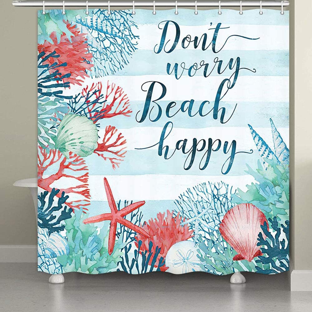 Starfish And Seashells Beach Themed Shower Curtain For A Summer-Inspired Bathroom