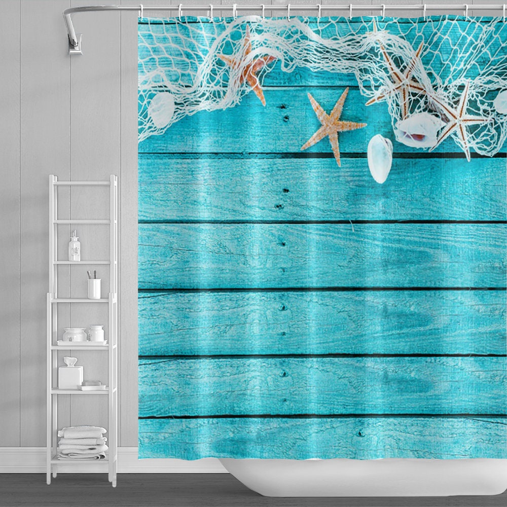 Starfish And Seashells Beach Themed Shower Curtain For A Summer-Inspired Bathroom - Image 4