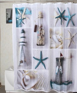 Starfish Pattern Shower Curtain Waterproof Fabric for a Decorative Bathroom Experience