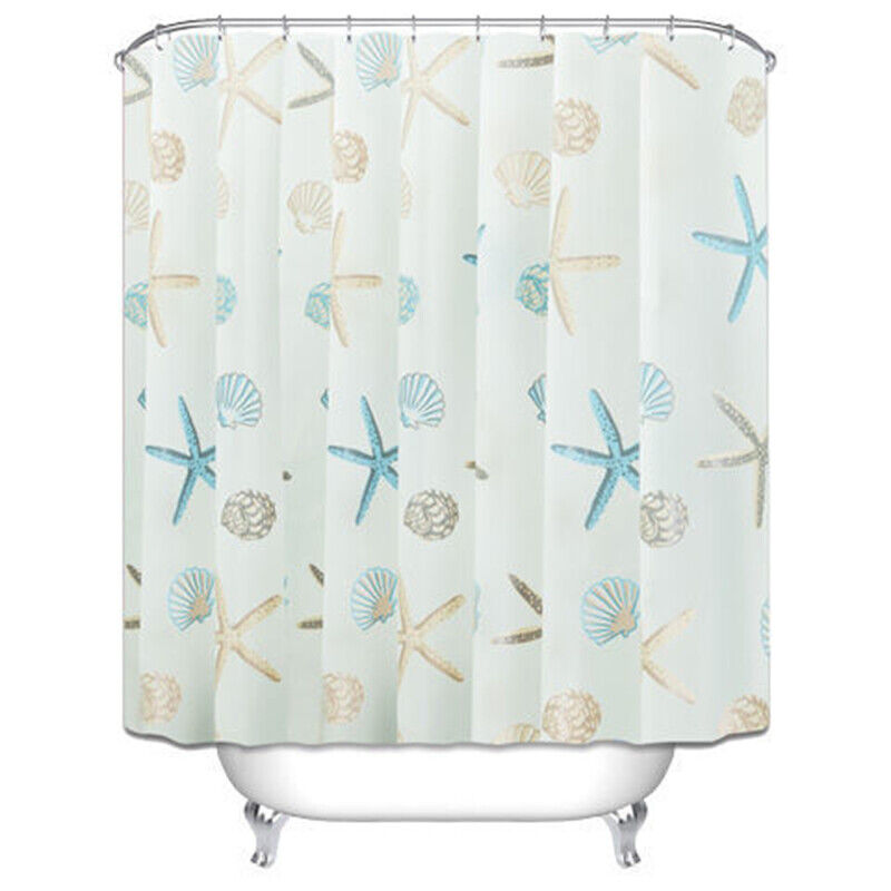 Starfish Sea Shell Peva Waterproof Shower Curtain With 12 Hooks For Bathroom Decoration - Image 2