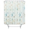 Starfish Sea Shell Shower Curtain With Waterproof Material And 12 Hooks For Nautical Bathroom Decor