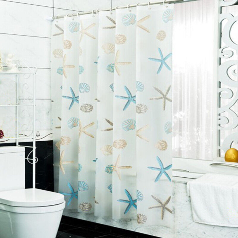Starfish Sea Shell Shower Curtain With Waterproof Material And 12 Hooks For Nautical Bathroom Decor - Image 2
