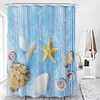 Starfish Sea Shells Conch Ocean Print Bathroom Shower Curtain