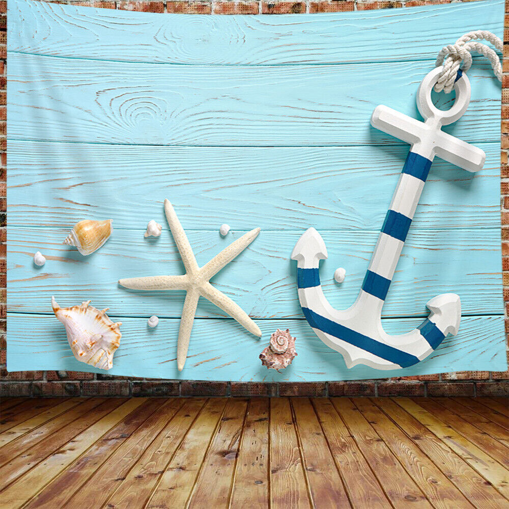 Starfish, Seashell And Anchor Print Fabric Shower Curtain For Bathroom - Image 2