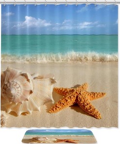 Starfish Seashell Beach Shower Curtain For A Nautical-Inspired Bathroom