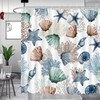 Starfish Seashell Coral Beach Nautical Shower Curtain - Bathroom Decor Featuring a Washable and Durable Fabric Material