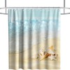 Starfish Seashell Ocean Decor Vintage Shower Curtain Waterproof Washable Blue and Gold