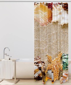 Starfish Seashells Marine Colorful Fabric Shower Curtain for Bathroom Decor