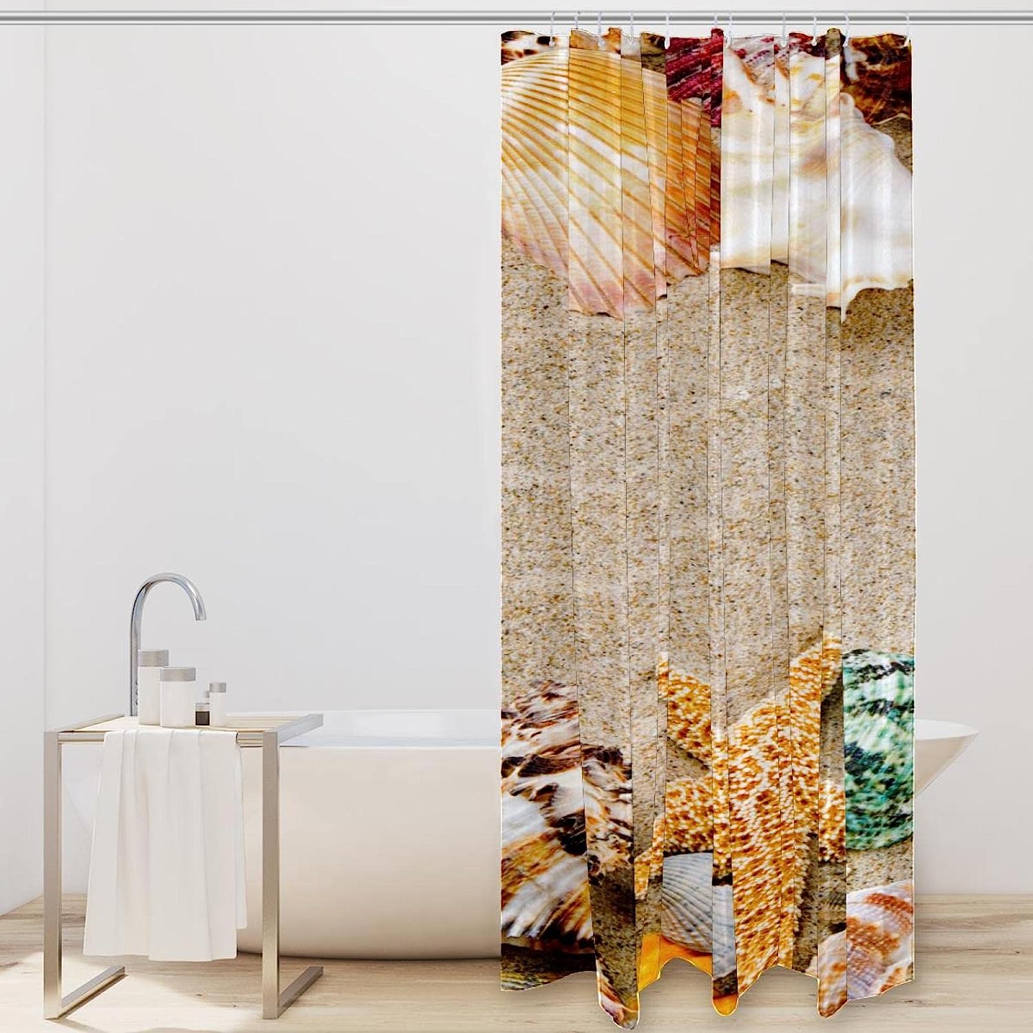 Starfish Seashells Marine Colorful Fabric Shower Curtain for Bathroom Decor