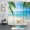 Starfish Shower Curtain with Palm Leaf and Tropical Designs - Ocean Beach Theme for Bathroom Decor